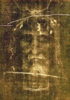 Shroud of Turin face as it appears when photographed. This is the negative.